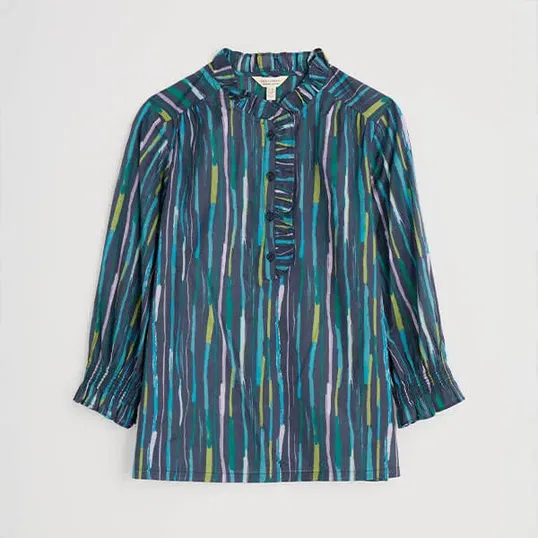 Seasalt Twining Top Painterly Stripe Maritime