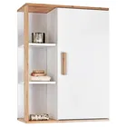 Showerdrape Cassino Bamboo/White Bathroom Wall Cabinet with Display Shelves