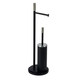 Showerdrape Chester Black Toilet Roll Holder & Toilet Brush Combination