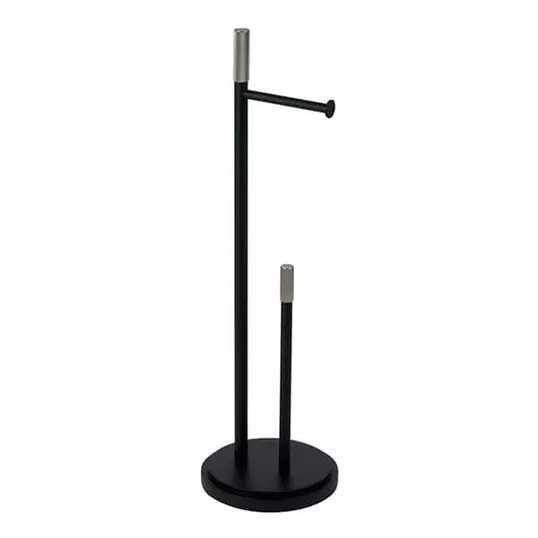 Showerdrape Chester Black Toilet Roll Holder & Spare Paper Holder Combination
