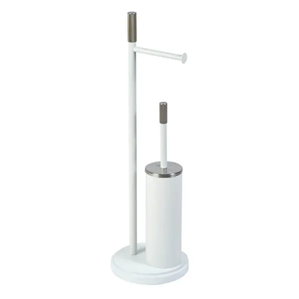 Showerdrape Chester White Toilet Roll Holder & Toilet Brush Combination