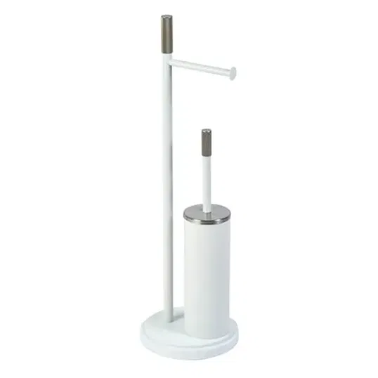 Showerdrape Chester White Toilet Roll Holder & Toilet Brush Combination