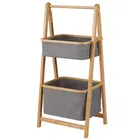 Showerdrape Cotswold Grey & Bamboo 2-Tier Bathroom Storage Ladder