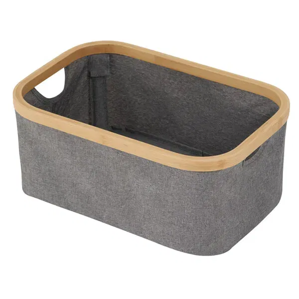 Showerdrape Cotswold Grey & Bamboo Bathroom Storage Basket