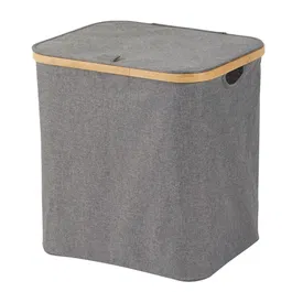 Showerdrape Cotswold Grey & Bamboo Large Laundry Hamper with Lid