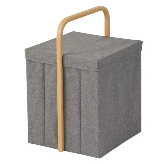 Showerdrape Cotswold Grey & Bamboo Single Laundry Hamper with Lid