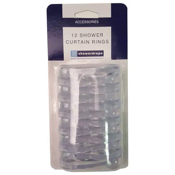 Showerdrape 12 Clear Shower Curtain Rings