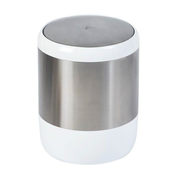 Showerdrape Elite White Stainless Steel 6 Litre Bathroom Swing Bin