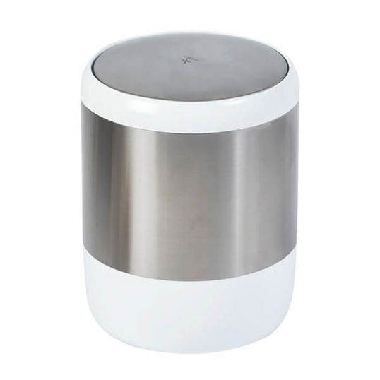 Showerdrape Elite White Stainless Steel 6 Litre Bathroom Swing Bin