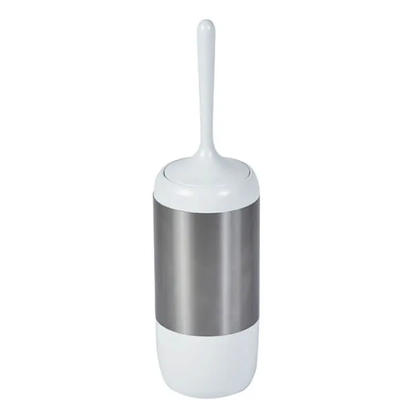 Showerdrape Elite White Stainless Steel Toilet Brush & Holder