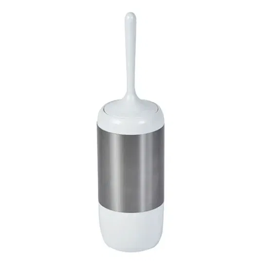 Showerdrape Elite White Stainless Steel Toilet Brush & Holder