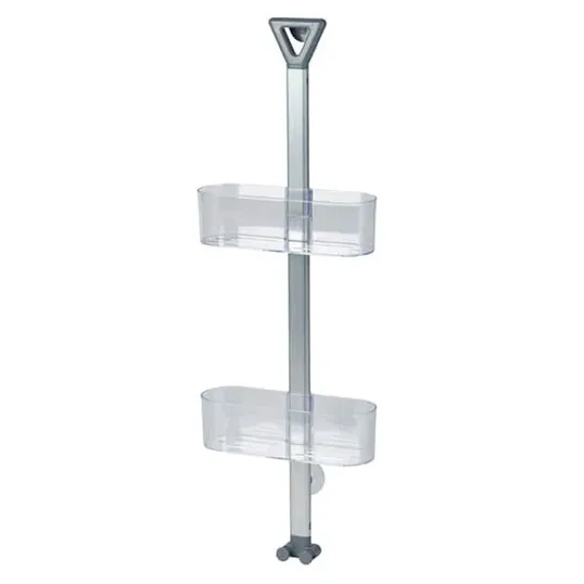 Showerdrape Elements Clear 2-Tier Basket Hanging Shower Caddy