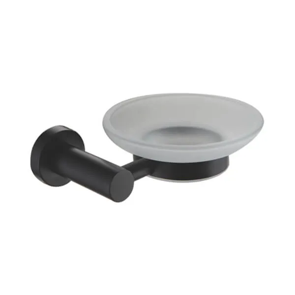 Showerdrape Modernity Black Stainless Steel Wall Mounted Frosted Glass Soap Dish