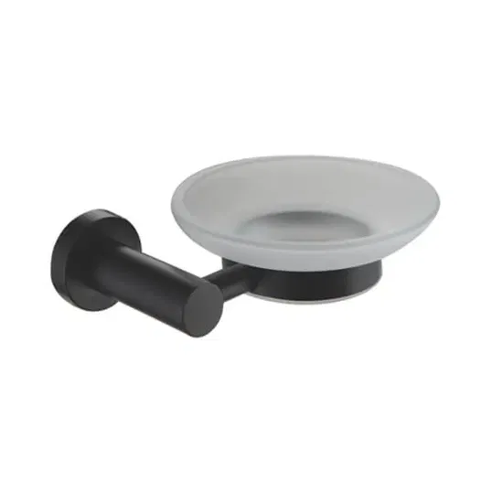 Showerdrape Modernity Black Stainless Steel Wall Mounted Frosted Glass Soap Dish