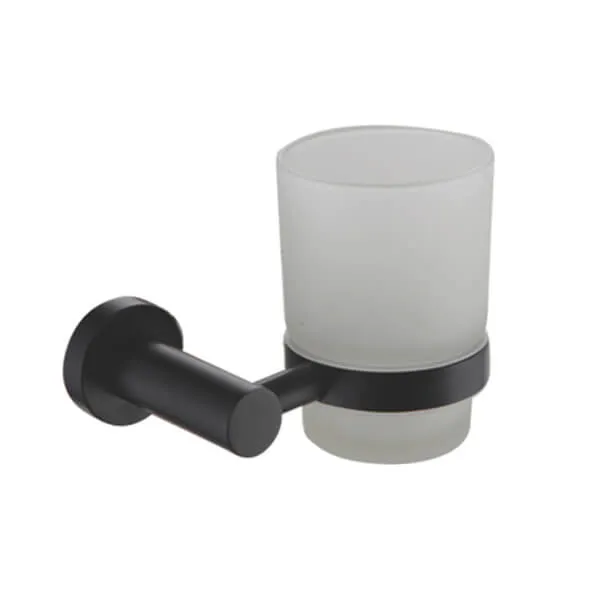 Showerdrape Modernity Black Stainless Steel Wall Mounted Frosted Glass Toothbrush Holder