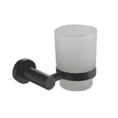 Showerdrape Modernity Black Stainless Steel Wall Mounted Frosted Glass Toothbrush Holder