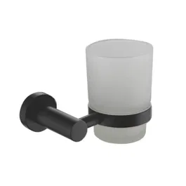 Showerdrape Modernity Black Stainless Steel Wall Mounted Frosted Glass Toothbrush Holder
