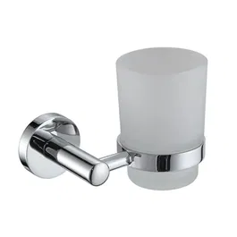 Showerdrape Modernity Chrome Stainless Steel & Frosted Glass Wall Mounted Toothbrush Holder