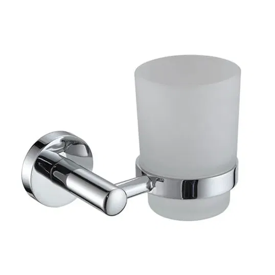 Showerdrape Modernity Chrome Stainless Steel & Frosted Glass Wall Mounted Toothbrush Holder