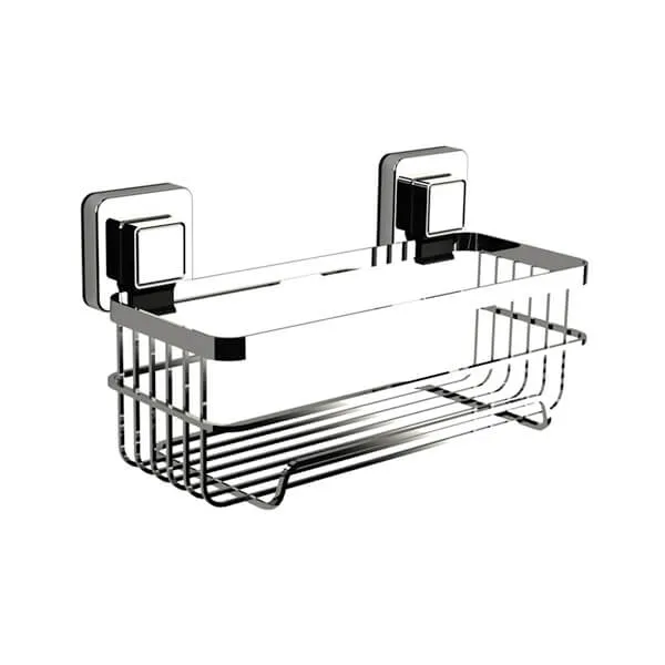 Showerdrape Pushloc Stainless Steel Suction Wall Mounted Bottle Basket