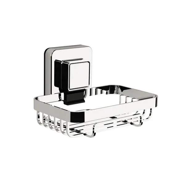 Showerdrape Pushloc Stainless Steel Suction Wall Mounted Soap Basket