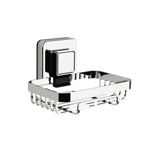 Showerdrape Pushloc Stainless Steel Suction Wall Mounted Soap Basket