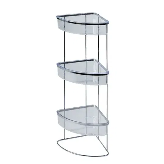 Showerdrape Pure Chrome Freestanding Bathroom Floor Corner Shower Caddy