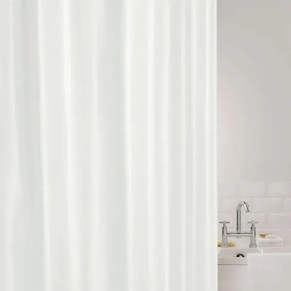 Showerdrape Showerplus Plain Polyester White Shower Curtain