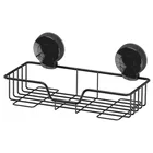 Showerdrape Suctionloc Black Steel Suction Wall Mounted Rectangular Basket