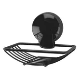 Showerdrape Suctionloc Black Steel Suction Wall Mounted Soap Basket