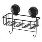 Showerdrape Suctionloc Black Steel Suction Wall Mounted Sponge Basket