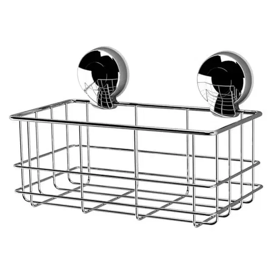 Showerdrape Suctionloc Chrome Steel Suction Wall Mounted Bottle Basket