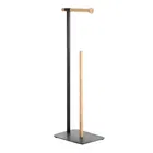 Showerdrape Sonata Black & Bamboo Toilet Roll Holder & Spare Paper Holder Combination