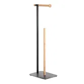 Showerdrape Sonata Black & Bamboo Toilet Roll Holder & Spare Paper Holder Combination