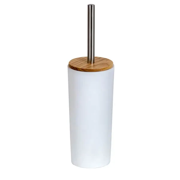 Showerdrape Sonata White & Bamboo Toilet Brush & Holder
