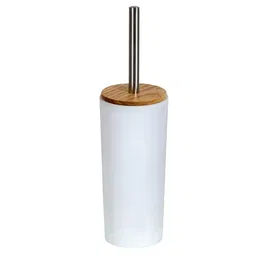 Showerdrape Sonata White & Bamboo Toilet Brush & Holder
