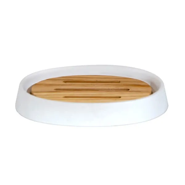 Showerdrape Sonata White & Bamboo Soap Dish