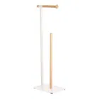 Showerdrape Sonata White & Bamboo Toilet Roll Holder & Spare Paper Holder Combination