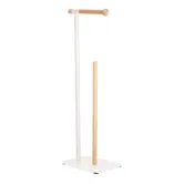 Showerdrape Sonata White & Bamboo Toilet Roll Holder & Spare Paper Holder Combination
