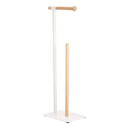 Showerdrape Sonata White & Bamboo Toilet Roll Holder & Spare Paper Holder Combination