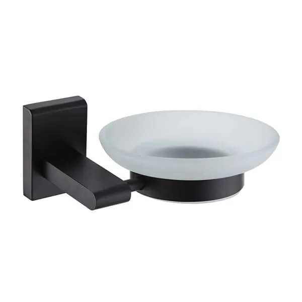 Showerdrape Unity Black Stainless Steel & Frosted Glass Wall Mounted Soap Dish