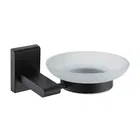 Showerdrape Unity Black Stainless Steel & Frosted Glass Wall Mounted Soap Dish
