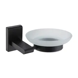 Showerdrape Unity Black Stainless Steel & Frosted Glass Wall Mounted Soap Dish