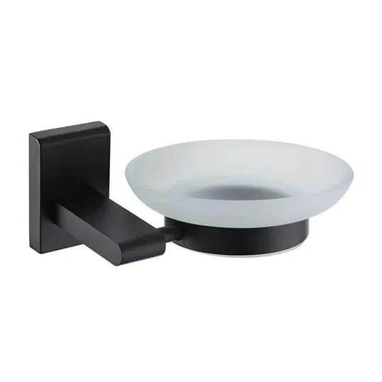 Showerdrape Unity Black Stainless Steel & Frosted Glass Wall Mounted Soap Dish