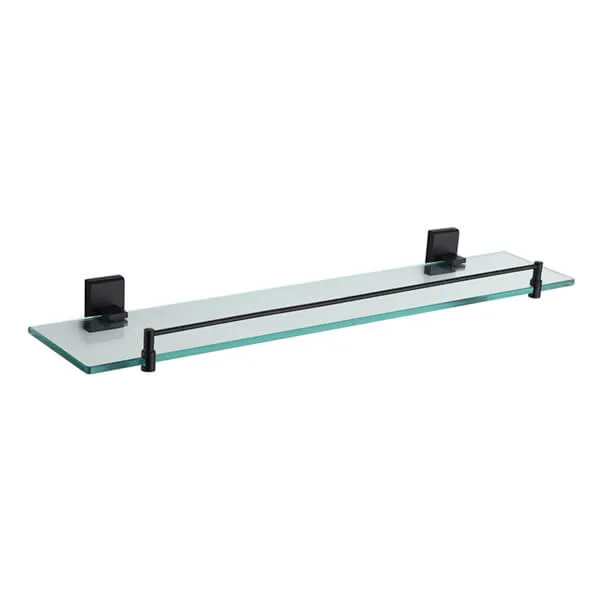 Showerdrape Unity Black Stainless Steel Wall Mounted Glass 50cm Vanity Shelf
