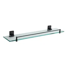 Showerdrape Unity Black Stainless Steel Wall Mounted Glass 50cm Vanity Shelf