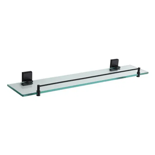 Showerdrape Unity Black Stainless Steel Wall Mounted Glass 50cm Vanity Shelf
