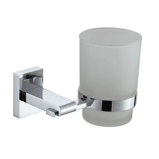 Showerdrape Unity Chrome Stainless Steel & Frosted Glass Wall Mounted Toothbrush Holder