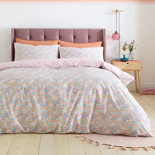 Catherine Lansfield Darcy Floral Double Duvet Set Pink