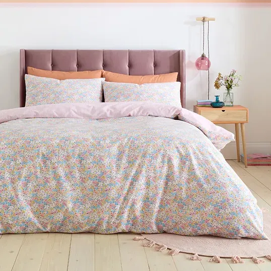 Catherine Lansfield Darcy Floral Double Duvet Set Pink